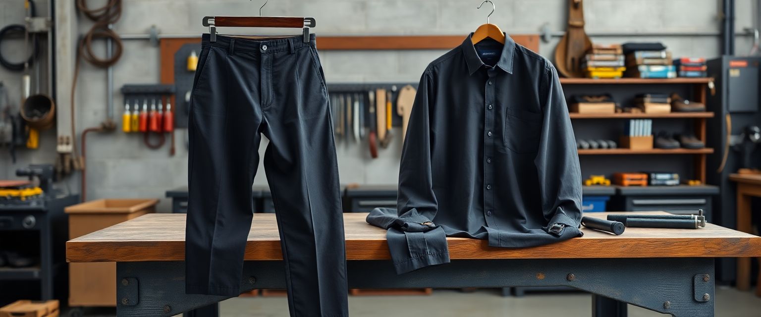 Pantalon Gabardina Hombre con Camisa